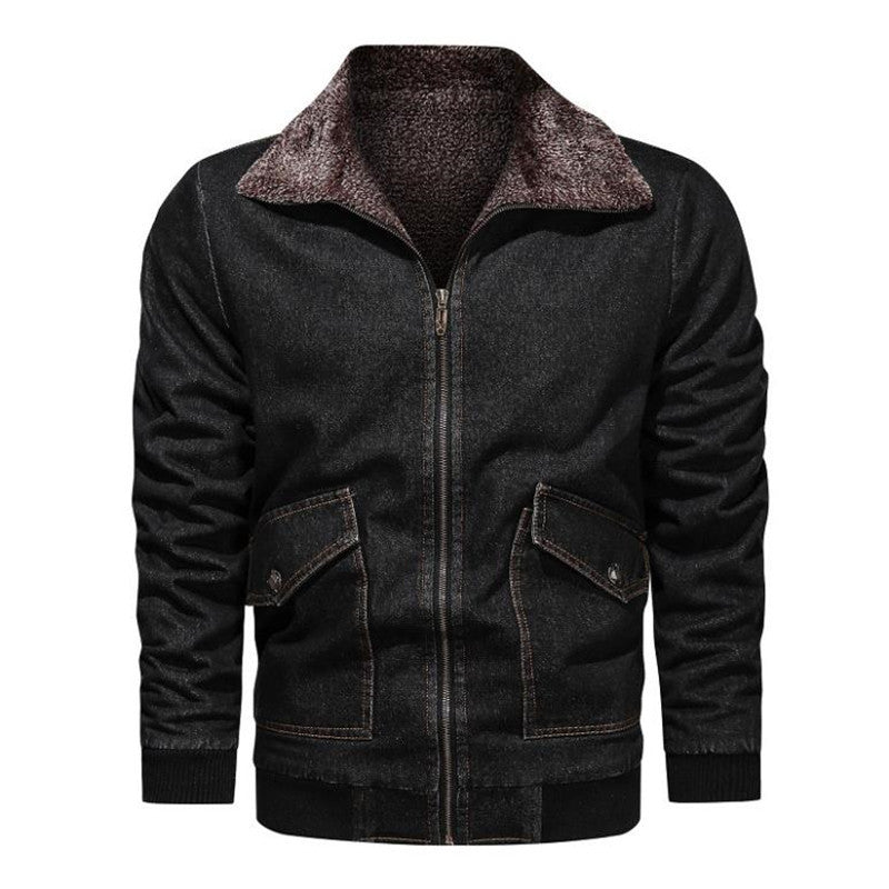 Winter Plus Velvet Thick Loose Lapel Plus Size Denim Jacket Men's Jacket  Leather Jacket 101.99 