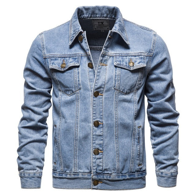 Jacket Men Casual Blue Lapel Jeans Jackets Qualit  Leather Jacket 187.50 Blue-XXL