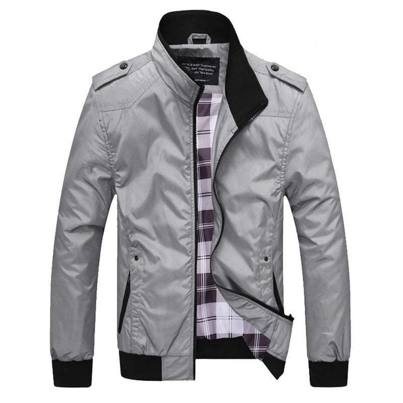 Men Overcoat Bomber Jackets  Leather Jacket 52.92 Light-grey-XL