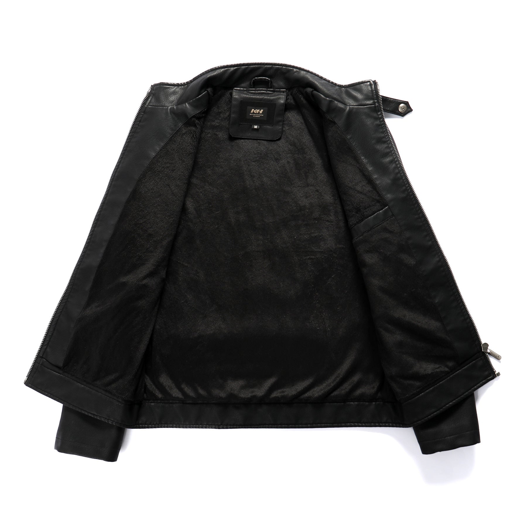 Men's PU leather and velvet patch coat  Leather Jacket 123.68 