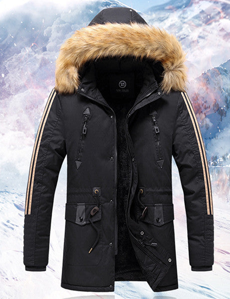 Hooded warm cotton jacket mid-length  Leather Jacket 124.37 