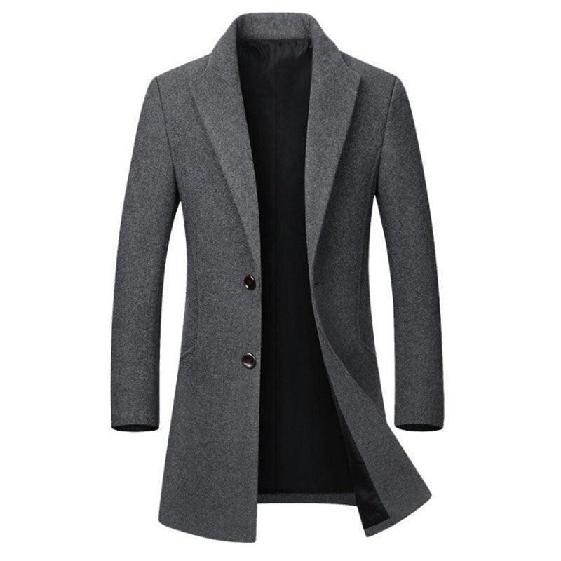 Men's long coat woolen coat trench coat  Leather Jacket  