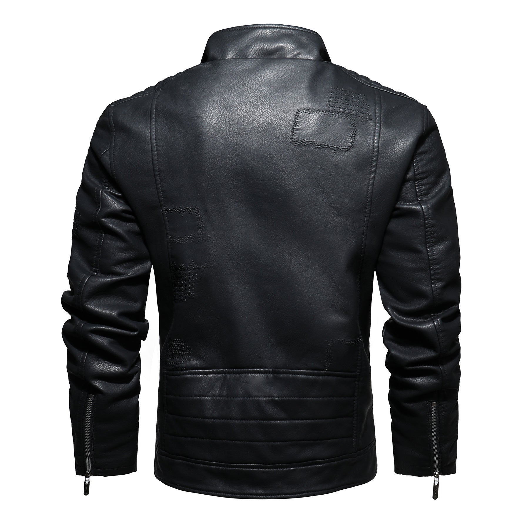 Men's PU leather and velvet patch coat  Leather Jacket 123.68 