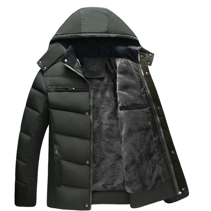 Hooded slim fit plus down padded down jacket men  Leather Jacket 80.62 