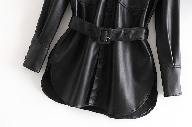 Medium and long PU leather top  Leather Jacket  
