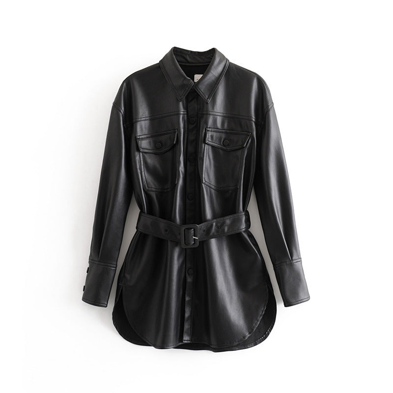 Medium and long PU leather top  Leather Jacket  