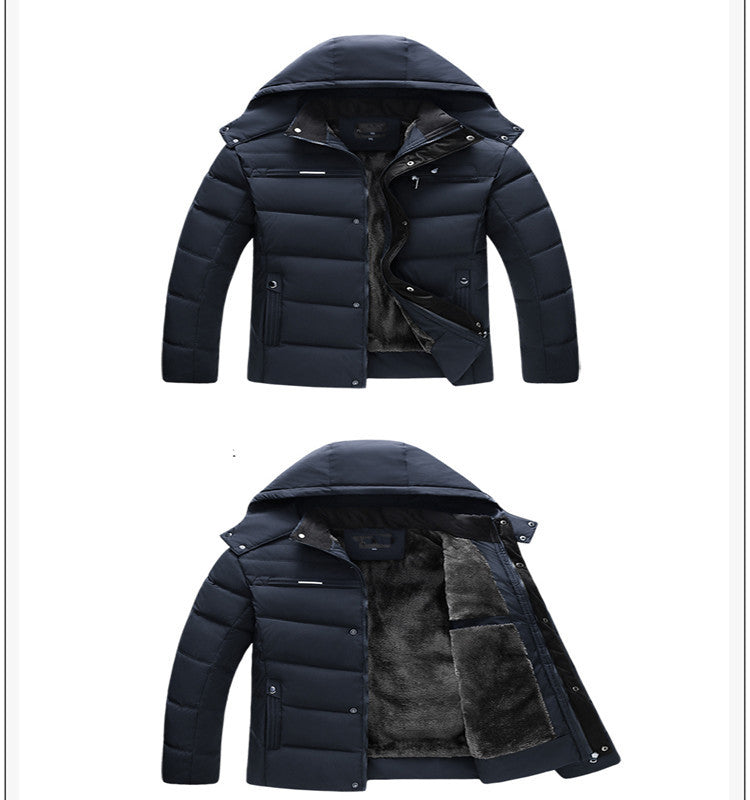 Hooded slim fit plus down padded down jacket men  Leather Jacket 82.40 Navy-Blue-XXL
