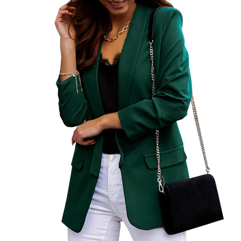 Elegant Blazer For Women Loose Blazer Jackets  Leather Jacket 52.27 Green-XXL