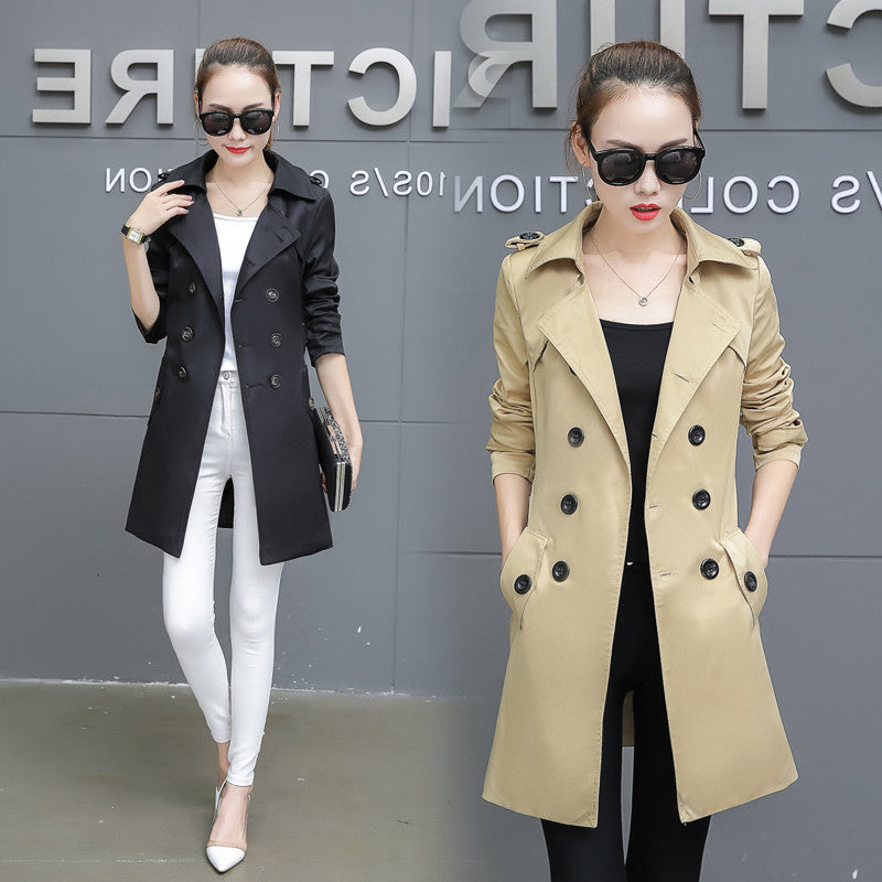 Slim Women Trench Coat Plus Size Mid-length  Leather Jacket 92.37 