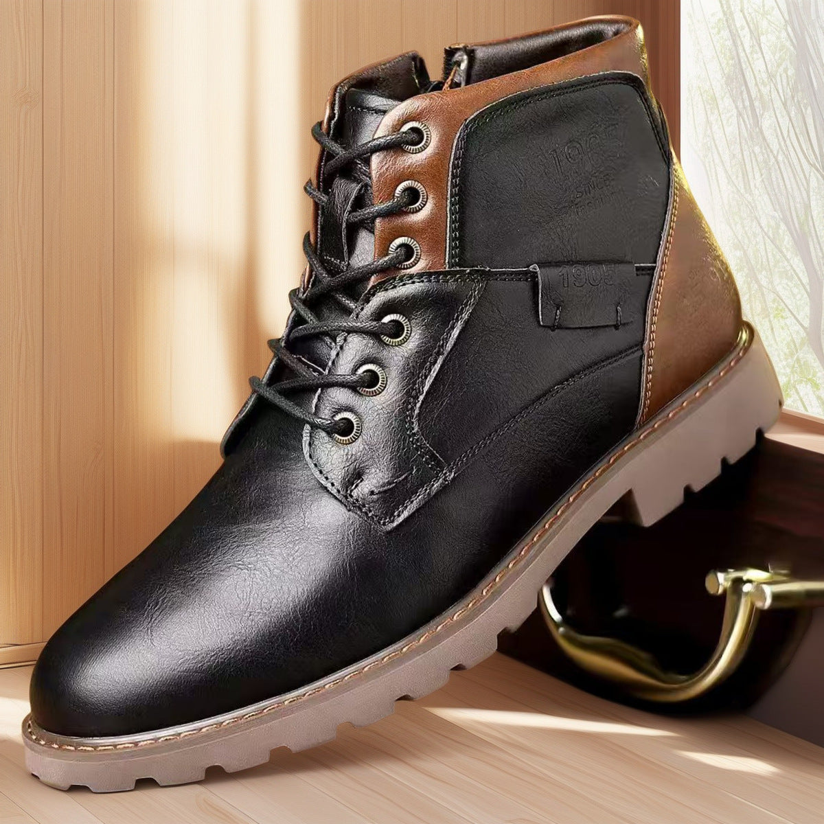 Male Martin Boots Leisure Plus Size Zip Ankle Boots  Footwear  