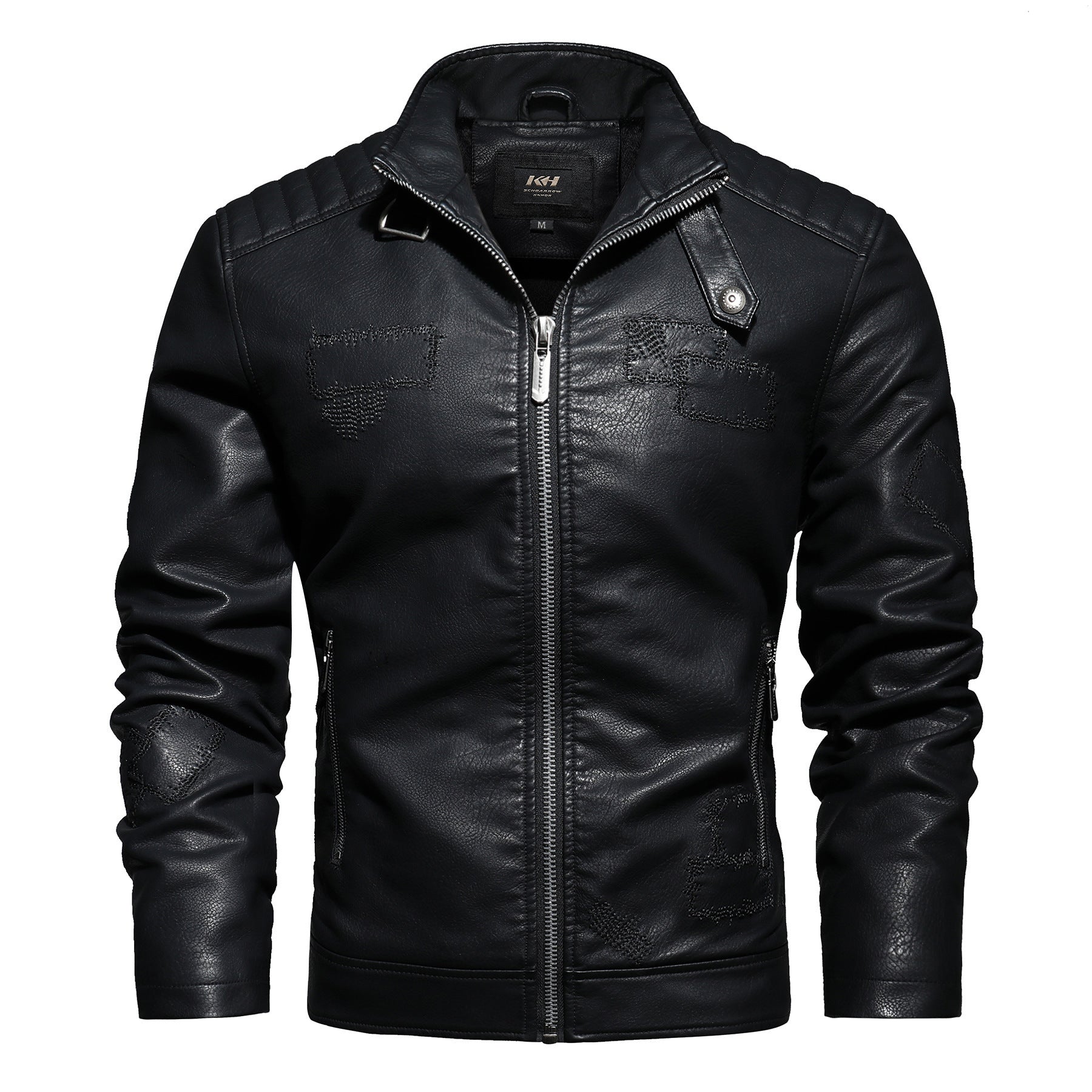 Men's PU leather and velvet patch coat  Leather Jacket 123.68 