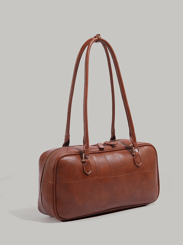 Retro Patchwork Large Capacity Commuter Bag Advanced Texture One-shoulder Versatile Handbag
