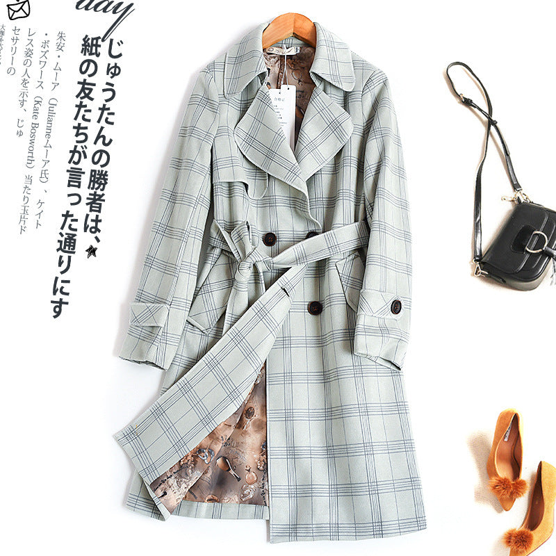 Long suede trench coat  Leather Jacket 233.13 Green-grid-XXL