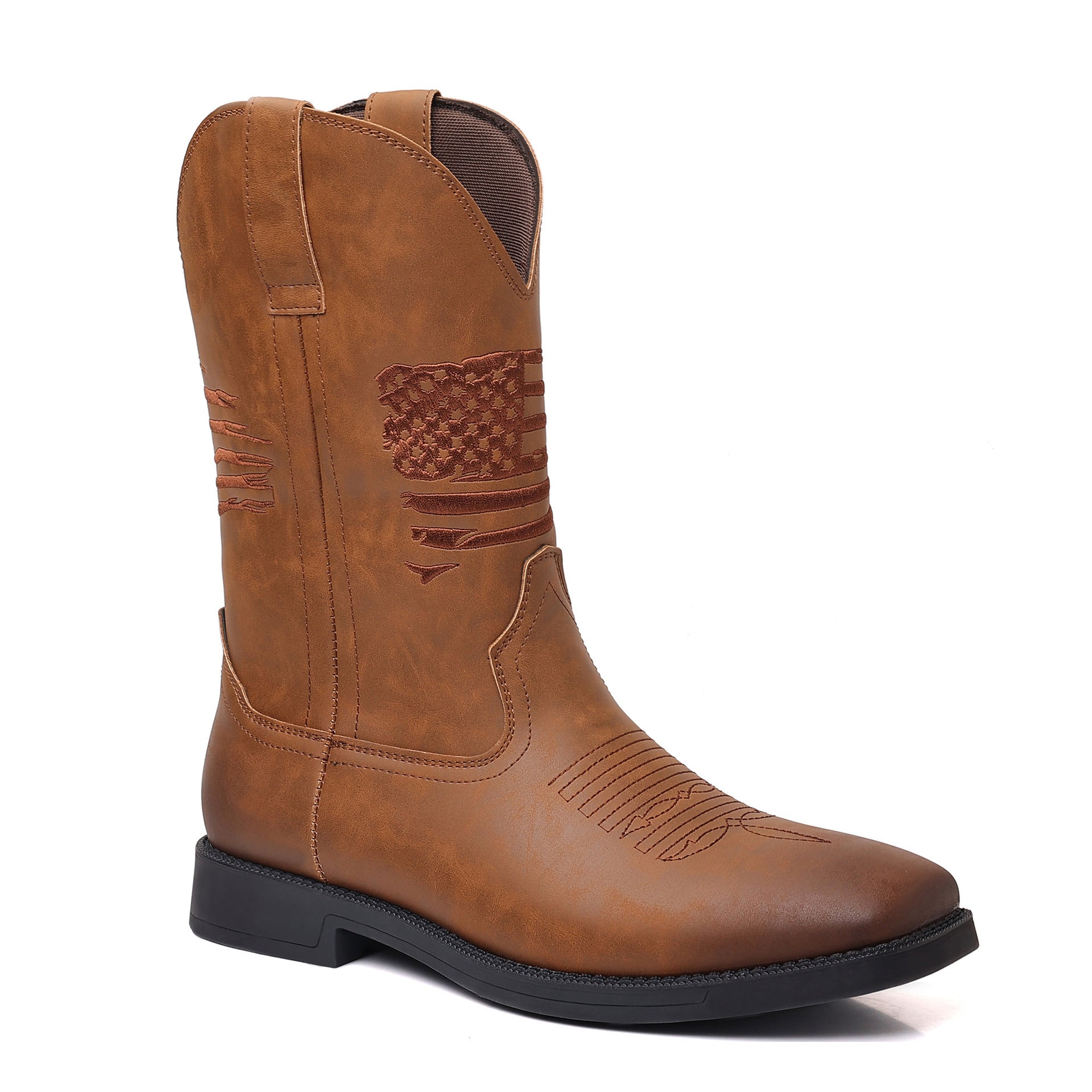 High Embroidered Retro Wide Head Cowboy Boot  Footwear  