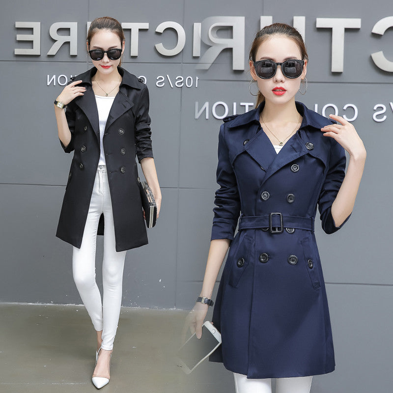 Slim Women Trench Coat Plus Size Mid-length  Leather Jacket 92.37 