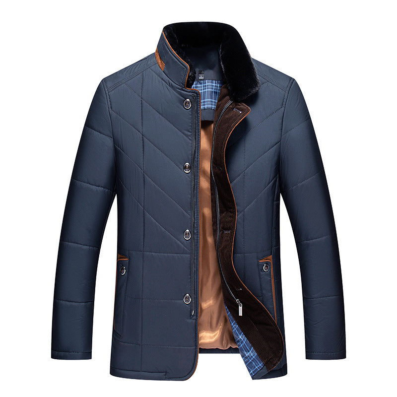 Middle-aged Men Winter Middle-aged And Elderly Thick Warm Quilted Coat Cotton-padded Jacket  Leather Jacket 163.83 