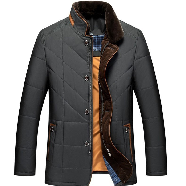 Middle-aged Men Winter Middle-aged And Elderly Thick Warm Quilted Coat Cotton-padded Jacket  Leather Jacket 163.83 