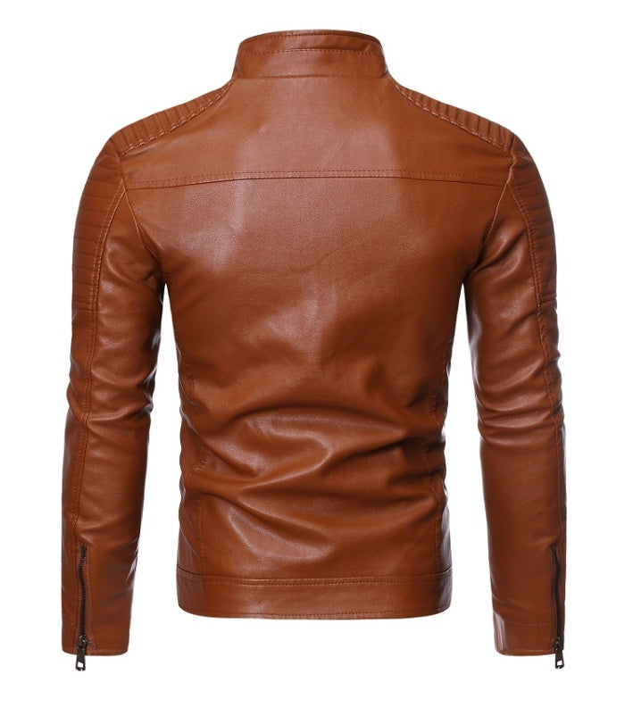 Zip decorative motorcycle jacket  Leather Jacket 74.12 