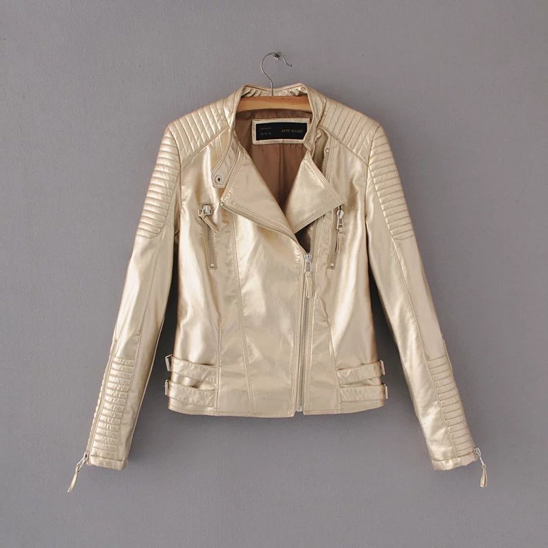 Locomotive PU leather clothing  Leather Jacket 99.97 Golden-XL