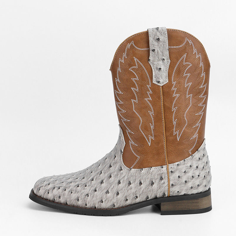 Western Denim Square Toe Motorcycle Men's Boots  Footwear  