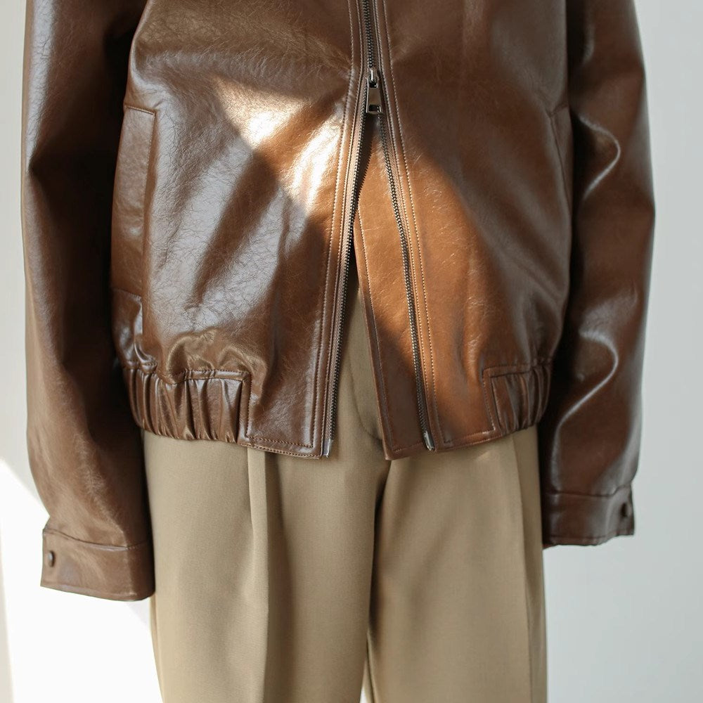 Men's Retro Short Personalized Leather Coat  Leather Jacket 86.55 