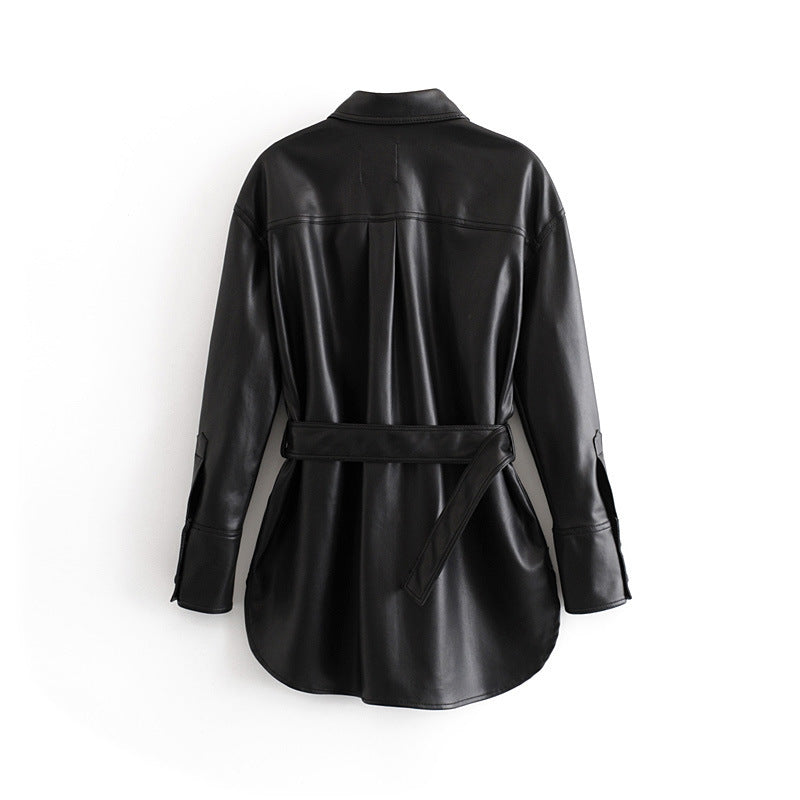 Medium and long PU leather top  Leather Jacket  