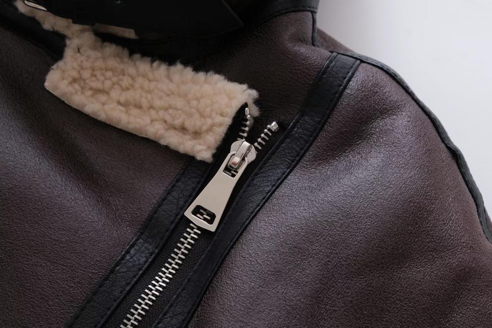 Women's Suede Fur Integrated Motorcycle Jacket  Leather Jacket 140.06 