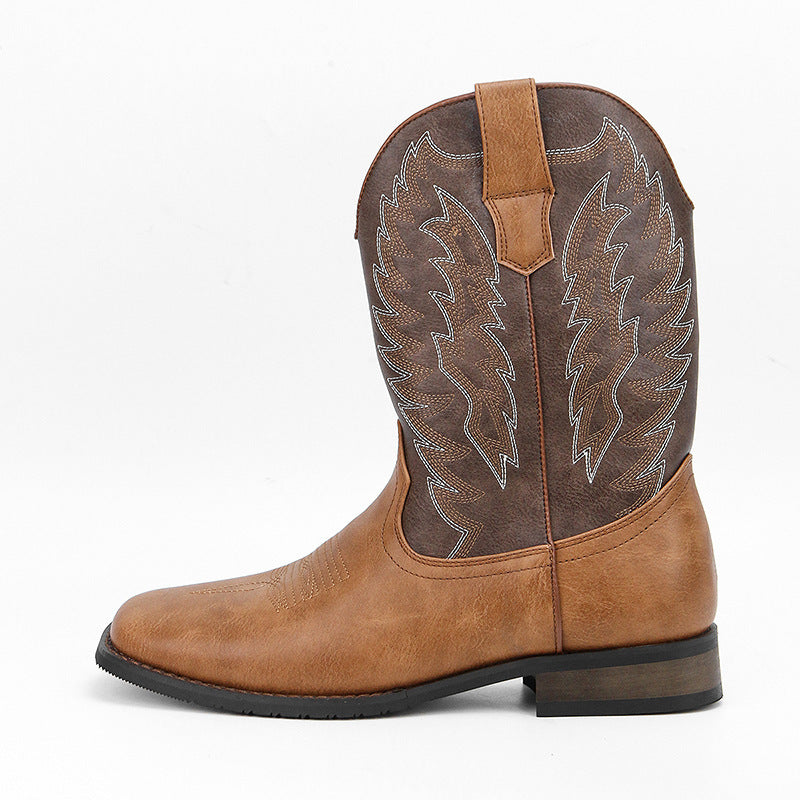 Western Denim Square Toe Motorcycle Men's Boots  Footwear  