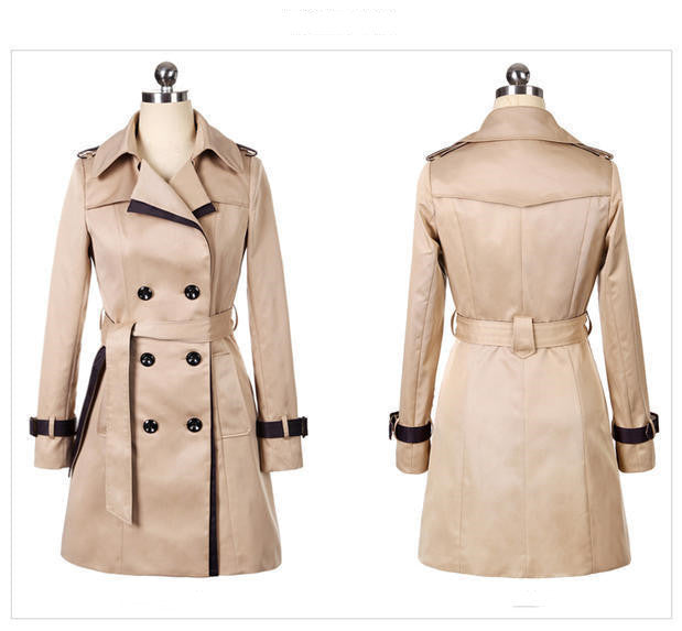 Ladies Autumn Trench Coat For Women Winter Long Coats  Leather Jacket 75.22 