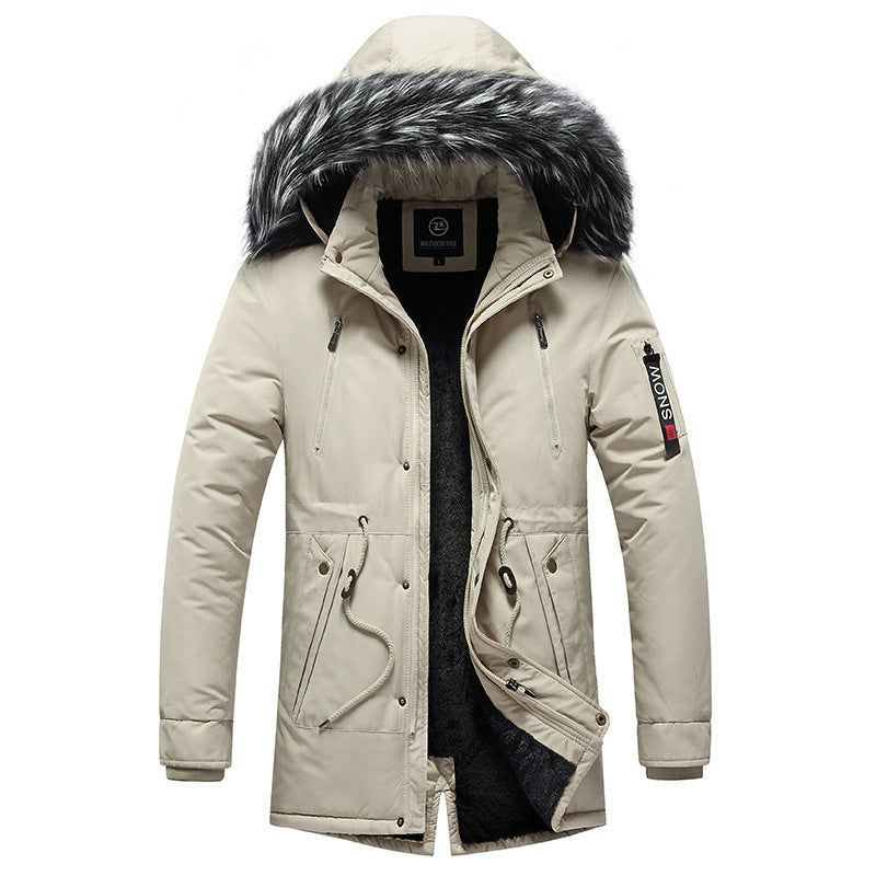 Casual Korean-style Cotton-padded Coat For Men  Leather Jacket 117.53 Khaki-XXXL