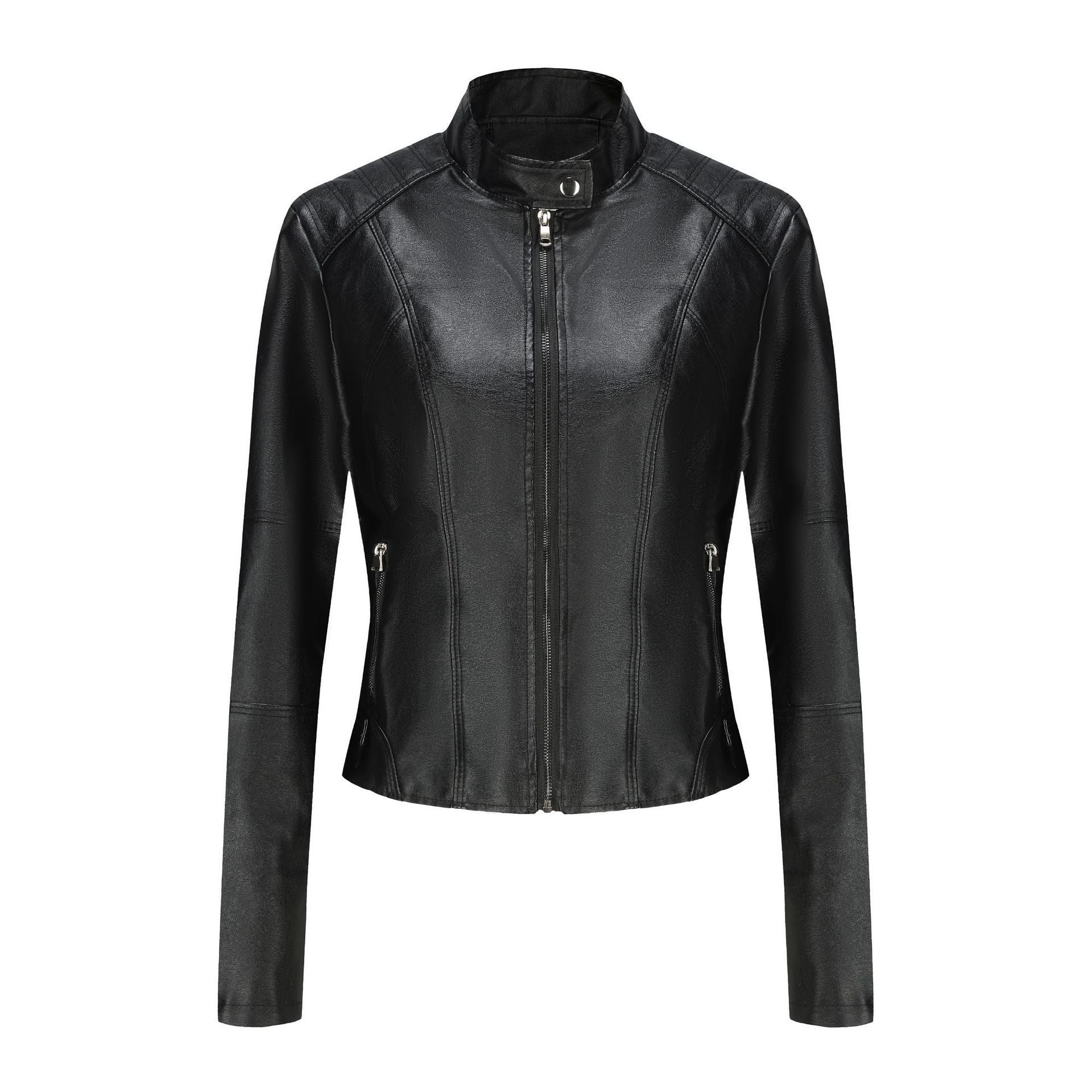 Women's Short Slim-fit Leather Coat  Leather Jacket 69.05 