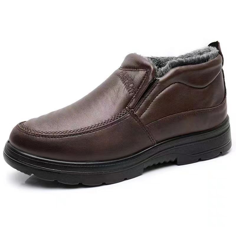 Winter Middle-aged And Elderly Thickened Non-slip Waterproof Fleece-lined Cotton Shoes  Footwear 63.00 Brown-48