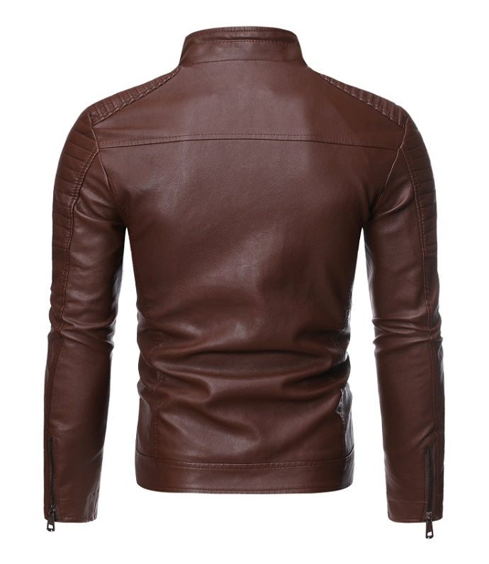 Zip decorative motorcycle jacket  Leather Jacket 74.12 