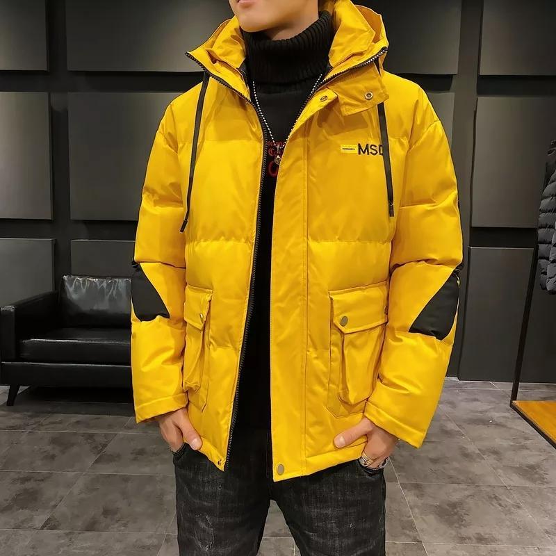 Thick padded jacket new style cotton jacket men's jacket  Leather Jacket 136.78 Yellow-XXL