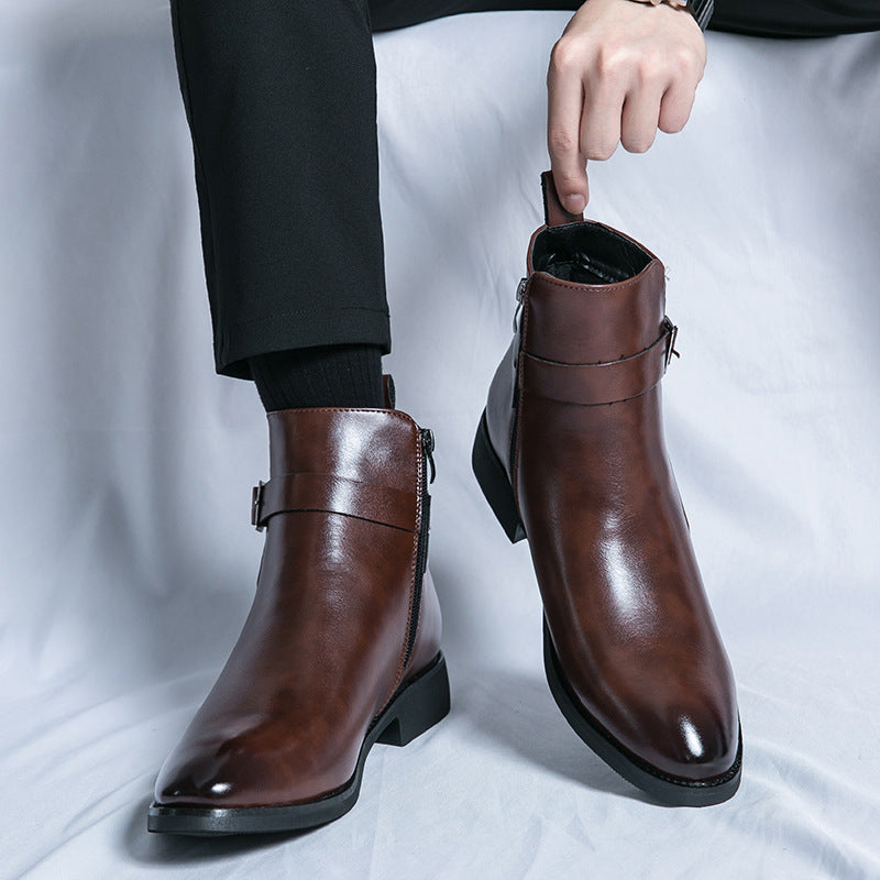 High-top British Fall Winter Men Western Boots Men  Footwear  