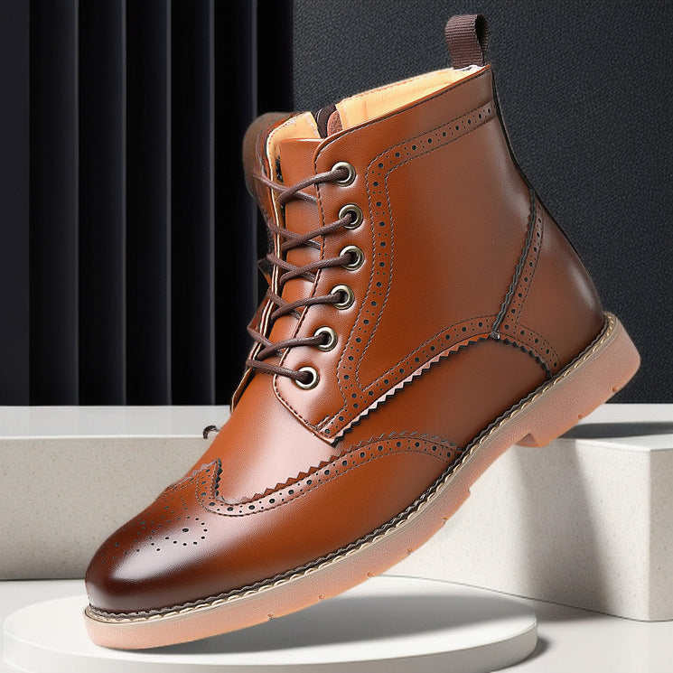 Men's High-top Business Casual Leather Shoes British Martin Boots  Footwear 65.00 