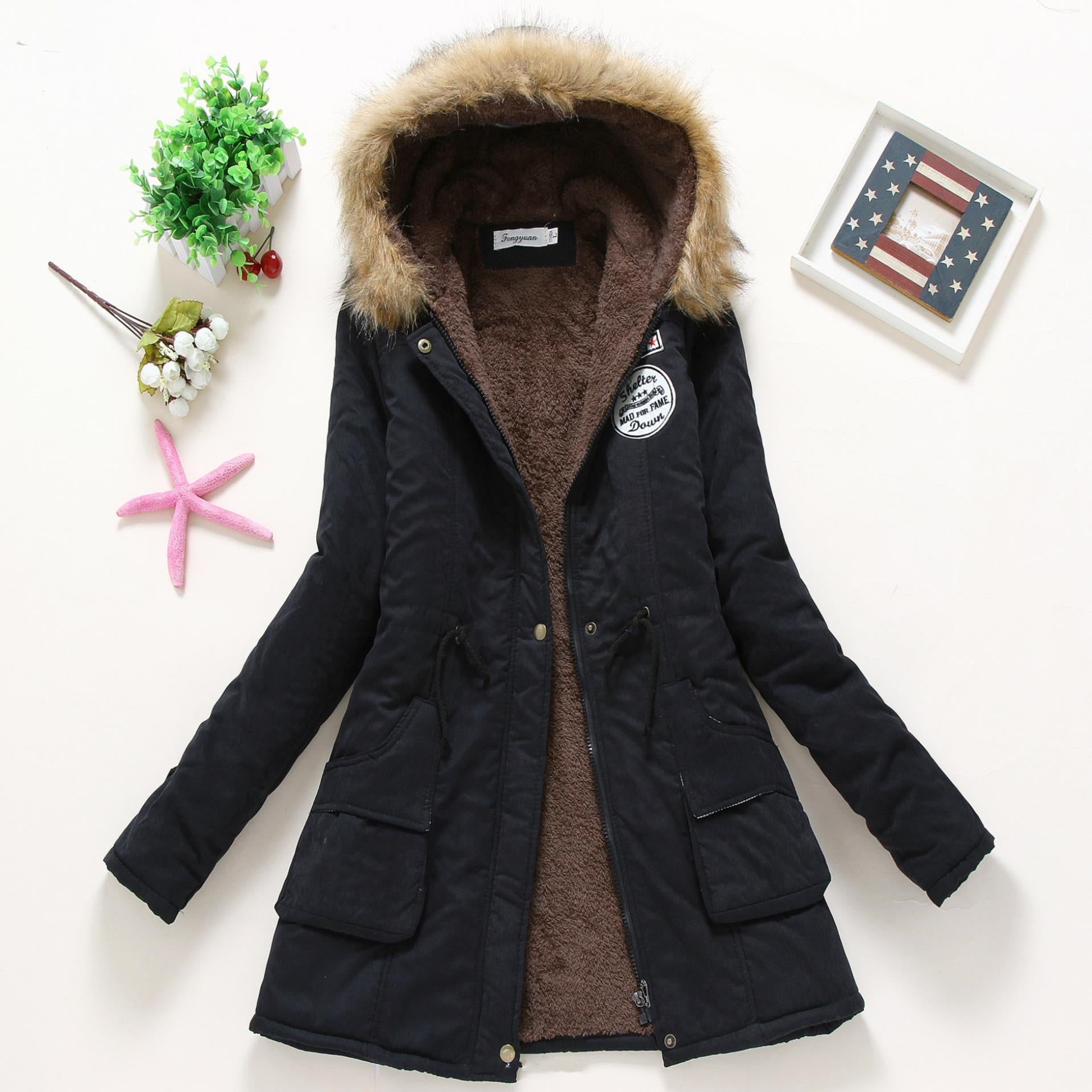 Hooded Winter Jacket Women Fashion Warm Coats Ladies Tops  Leather Jacket 107.57 