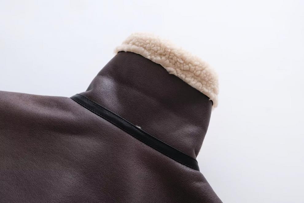 Women's Suede Fur Integrated Motorcycle Jacket  Leather Jacket 140.06 