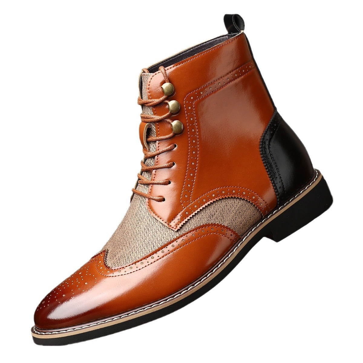 New British Men's High Top Color Blocked Leather Shoes  Footwear  