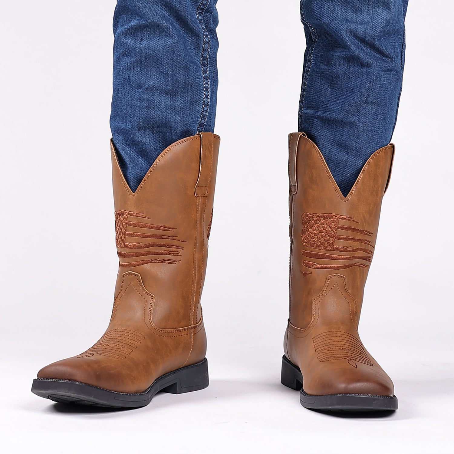 High Embroidered Retro Wide Head Cowboy Boot  Footwear 98.00 