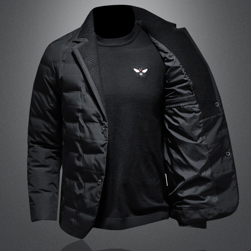 Winter Down Jacket Thick Warm Jacket Men  Leather Jacket 220.06 