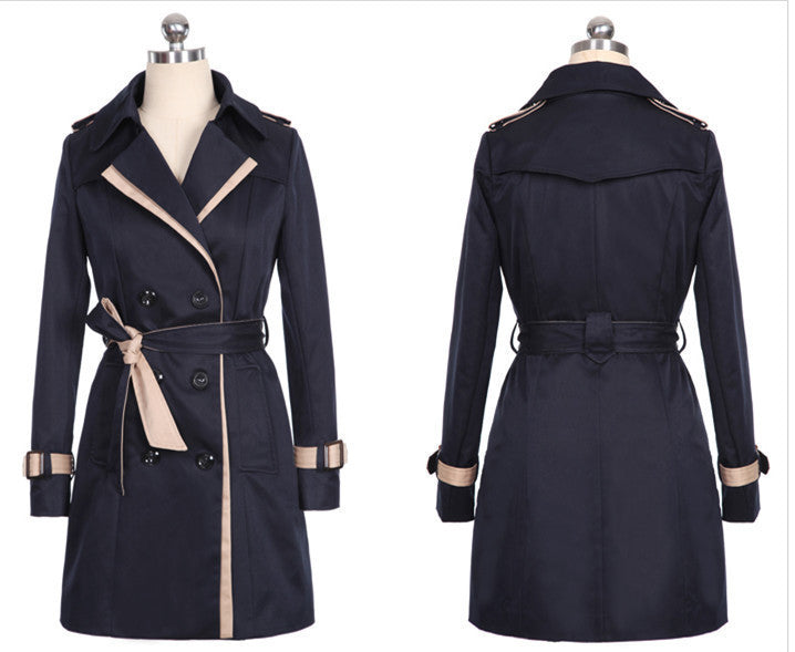 Ladies Autumn Trench Coat For Women Winter Long Coats  Leather Jacket 74.06 Black-XL