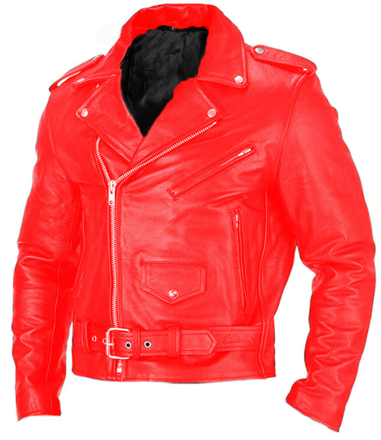 Motorcycle Men's Leather Clothing Spring And Autumn  Leather Jacket 57.16 Red-XL