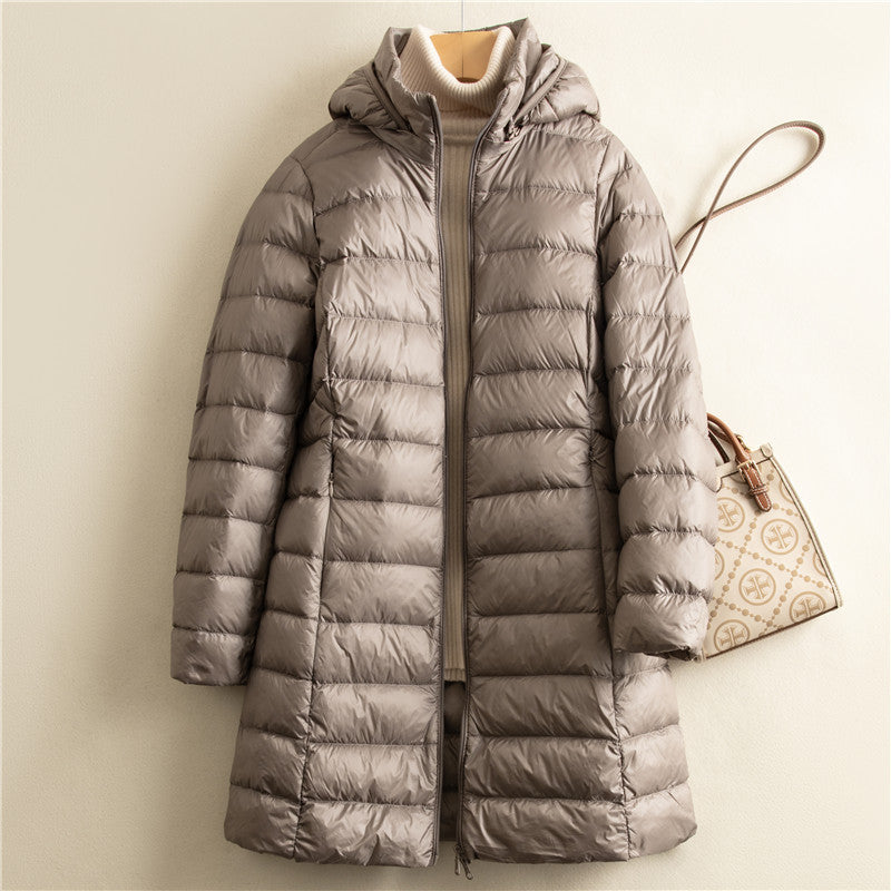 Detachable Hat Light Thin Down Jacket Women  Leather Jacket 78.16 