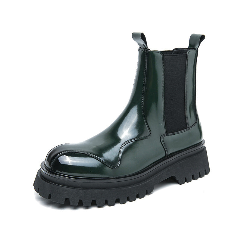 British Glossy Ankle Boots For Men  Footwear 76.85 Green-44