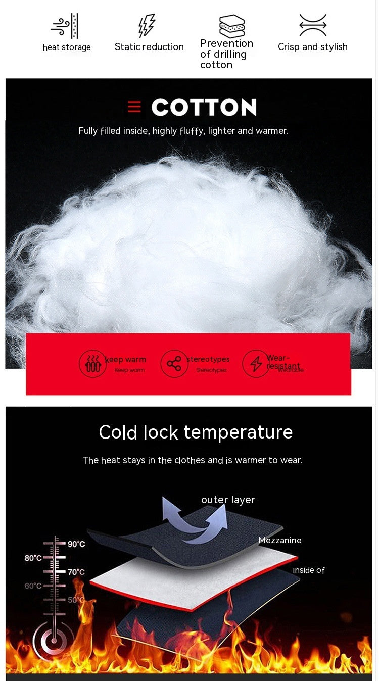 Winter Down Thick Bright Leather Cotton-padded Jacket  Leather Jacket 75.29 