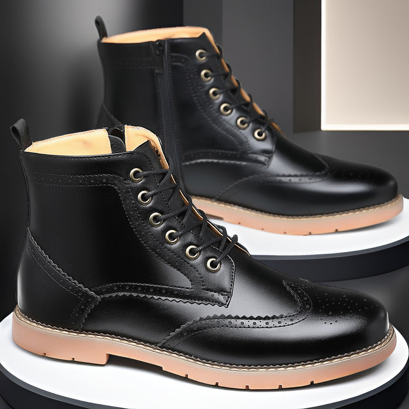 Men's High-top Business Casual Leather Shoes British Martin Boots  Footwear 65.00 