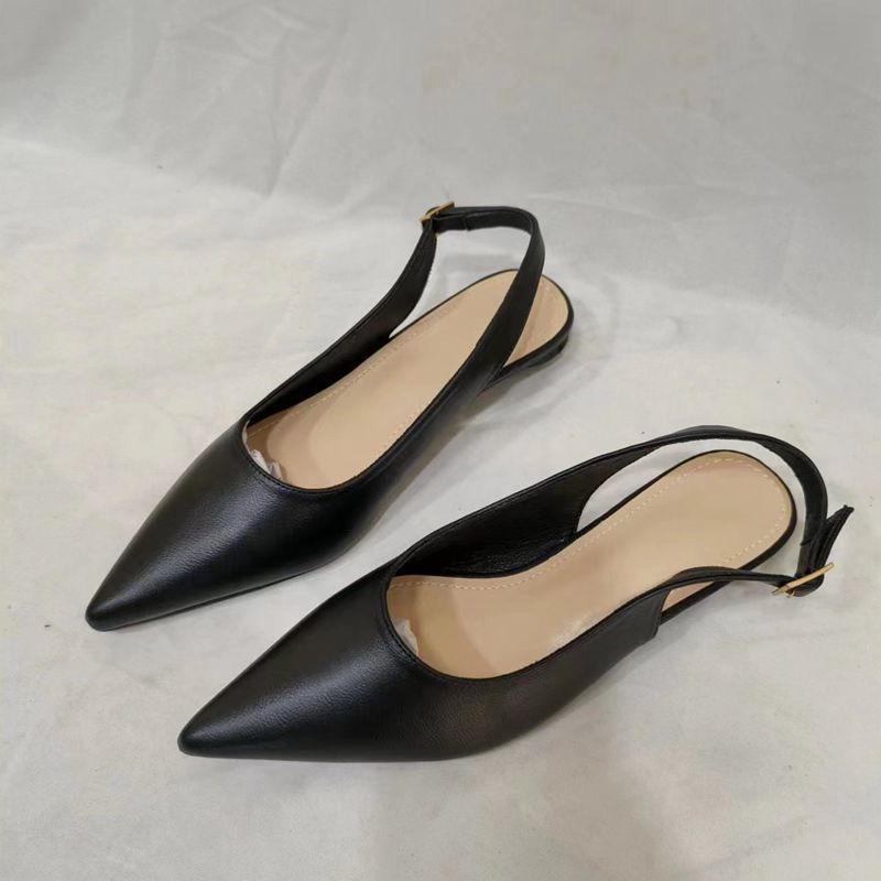 French Minority Low Heel Pointed-toe Low-cut Women's Toe Cap Sandals